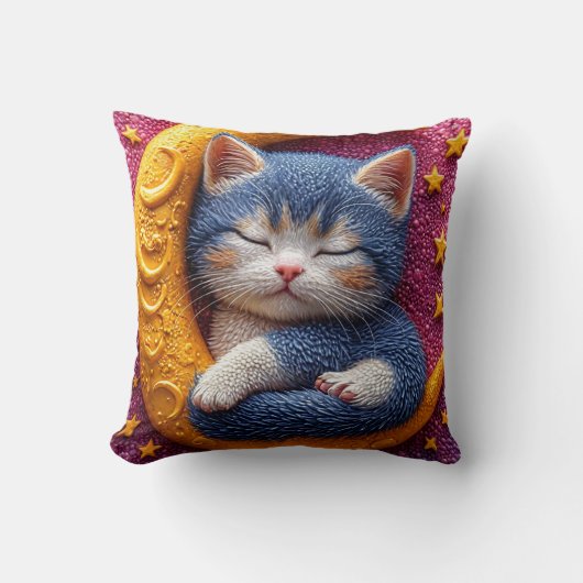 Coussin Cartoon cat sur la lune (Recto)
