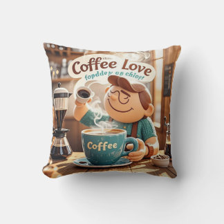 Coussin Cartoon chaleureux café confortable style amateur
