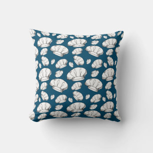 Coussin Cartoon Chef Casquette Bleu et Blanc Motif