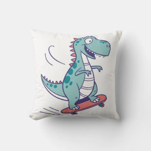 Coussin Cartoon cool T-Rex sur skateboard