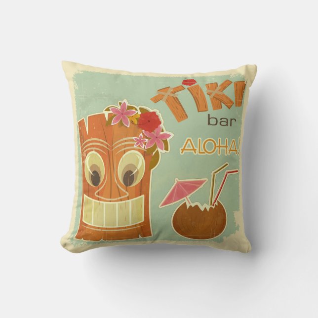 Coussin Cartoon d'ananas Cute Aloha Tiki Bar (Recto)