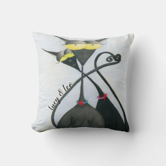 Coussin Cartoon de chats gris et noir (Recto)