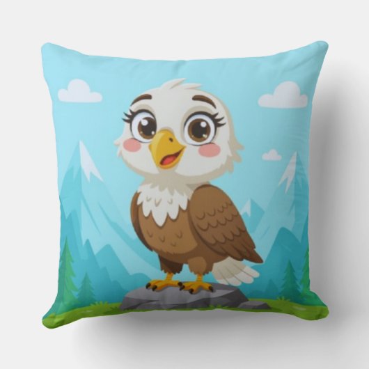 Coussin Cartoon Eagle on Rock – Cute Vector Character (Verso)