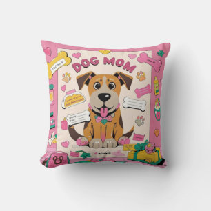 Coussin Cartoon Puppy chien maman dans la chambre rose