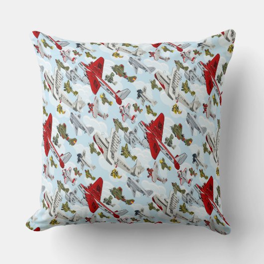 Coussin Cartoon rétro avions motif tissu couverture (Recto)