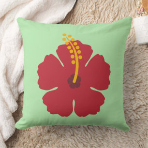 Coussin Cartoon rouge Hibiscus simple