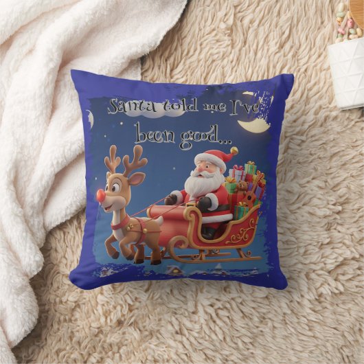 Coussin Cartoon Santa Sleigh Winter Throw Pillow (Couverture)