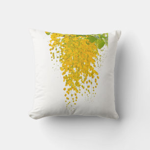 Coussin Cascade Doré Pluie d'Or Fleurs Éclairées Dorées