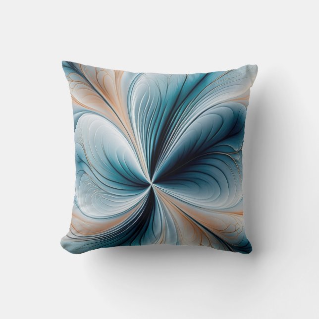 Coussin Cascade Florale - Douce Abstraction Bleu Vert et O (Recto)