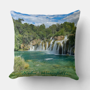 Coussin Cascades de Krka en Croatie vue panoramique éloign