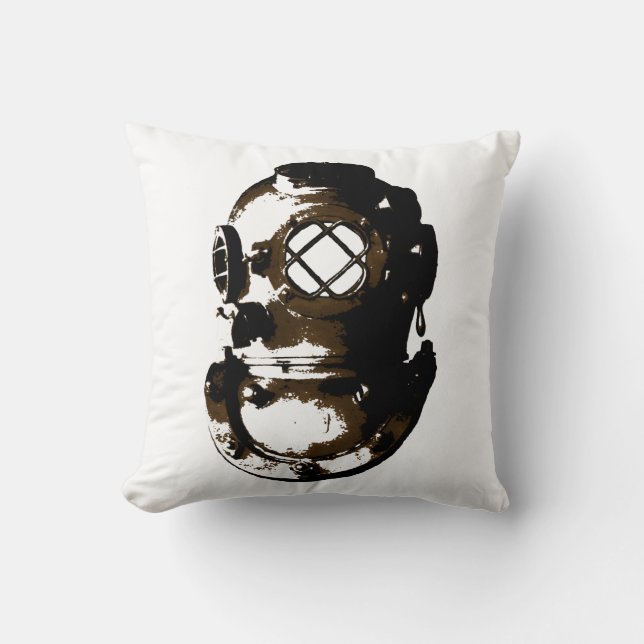 Coussin Casque de plongée vintage plage de plongée océan (Recto)