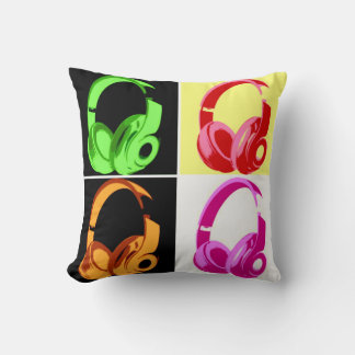 Coussin Casque de quatre couleurs Pop Art Tête Téléphone