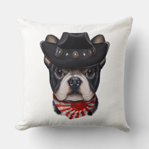 Coussin Casquette de cowboy et Drapeau Français Bulldog po