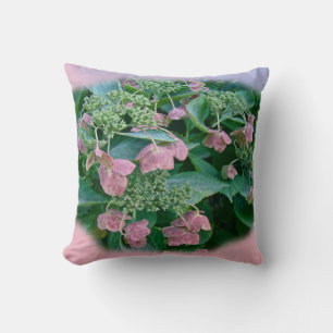 Coussin Casquette de dentelle rose, fleurs d'Hydrangea - C