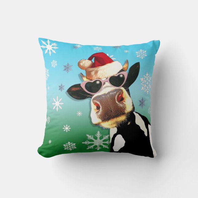 Coussin Casquette de Père Noël de vache à Noël de (Recto)