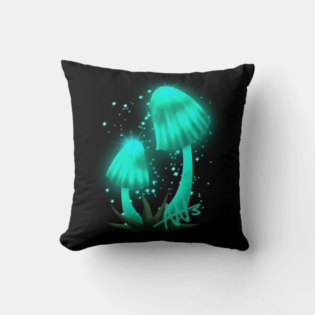 Coussin Casquette de Pixie psychédélique de Cyan brillant (Recto)