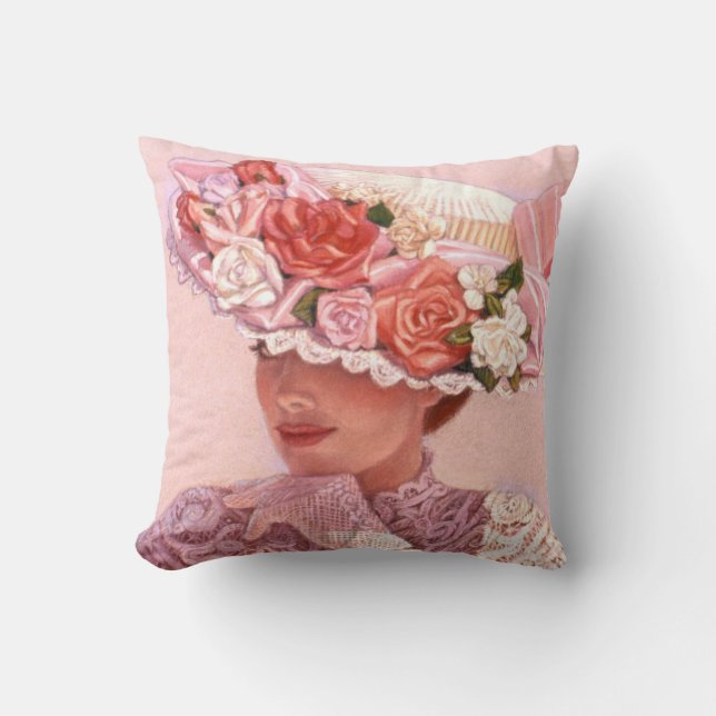 Coussin Casquette rose de cru floral victorien de Madame (Recto)