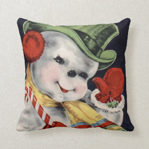 Coussin Casquettes coussins, Vintage Holiday Snowman