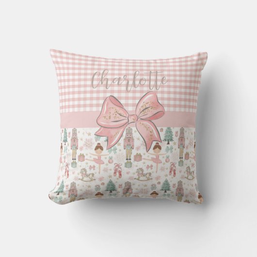 Coussin Casse-noisette Whimsical Pastel Rose Ballet de Noë (Recto)