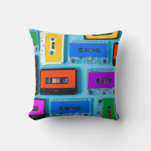 Coussin Cassette Rétro : Collection Arrière - plan Bleue