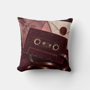 Coussin Cassette Velvet Bourgogne Lettres Romantiques Vint