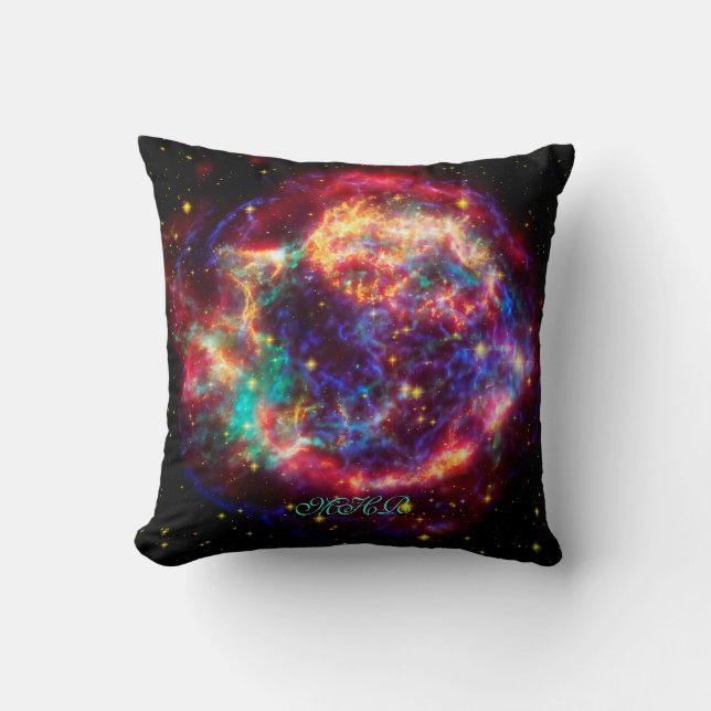 Coussin Cassiopeia de monogramme, la plus jeune supernova (Recto)