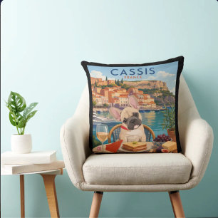 Coussin CASSIS • France Art Muse Voyages Bouledogue Franç