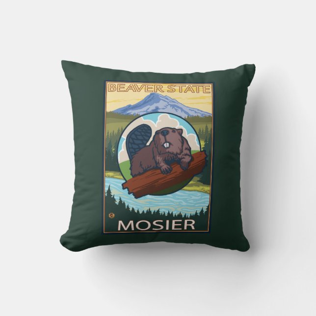 Coussin Castor et capot de Mt. - Mosier, Orégon (Recto)