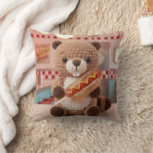 Coussin Castor tricoté adorable dans un verre de hot-dog d