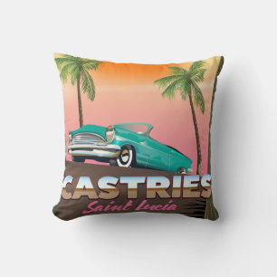Coussin Castries Sainte-Lucie exotique affiche de voyage t