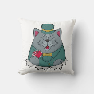 Coussin Cat at Poker avec cartes de Poker