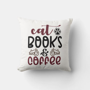 Coussin Cat books et café citations amusantes