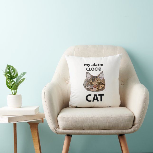 Coussin Cat Face Mon Alarme Horloge Tablette Cat (Chaise)
