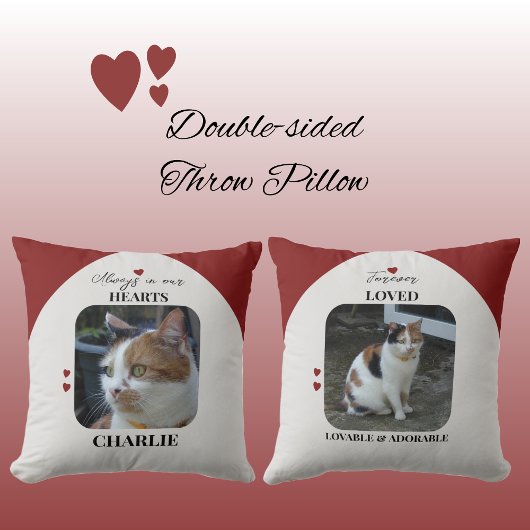 Coussin Cat Keepsaké Pet 2 photos amour coeur bordeaux