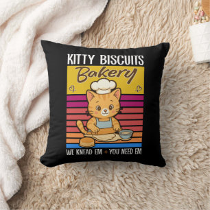 Coussin Cat Kneading Baker Kitty Biscuits On Knead Em You