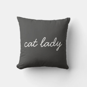 Coussin Cat Lady Simple Script moderne Lettrage en noir