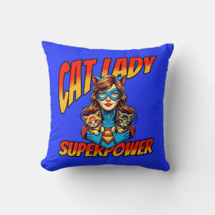 Coussin Cat Lady Superpower