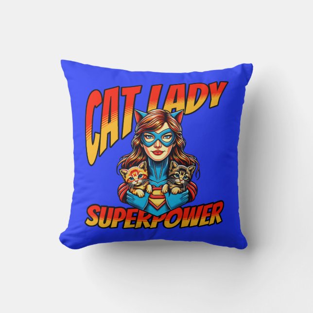 Coussin Cat Lady Superpower (Recto)