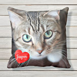 Coussin Cat Lover Modern Pet Photo Personalized Name<br><div class="desc">Celebrate your best friend with a personalized Pet Pillow . Name will be showcased in a beautiful watercolor heart . Customize with your own photo , and name . See 'personalize this template' to change photo and name , and see 'Customize' for more custom options . This custom photo pillow...</div>