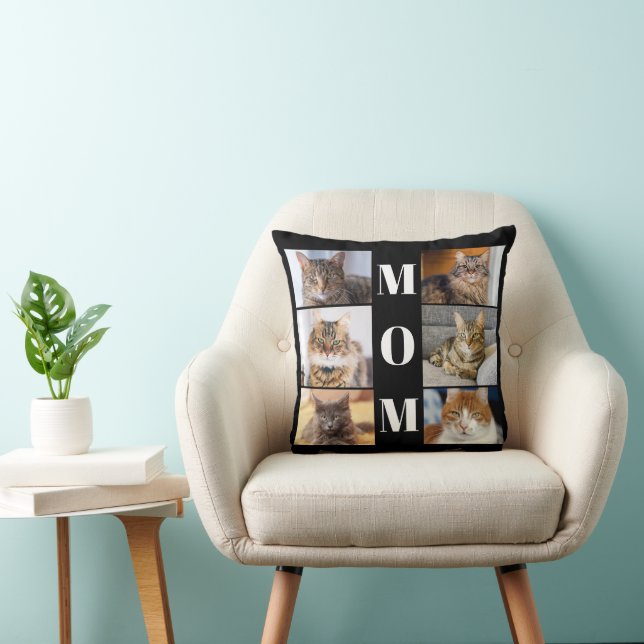 Coussin Cat Mom Photo Collage (Chaise)