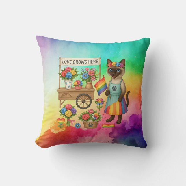 Coussin Cat Pride Paws Pride d'inspiration chat LGBTQ (Recto)