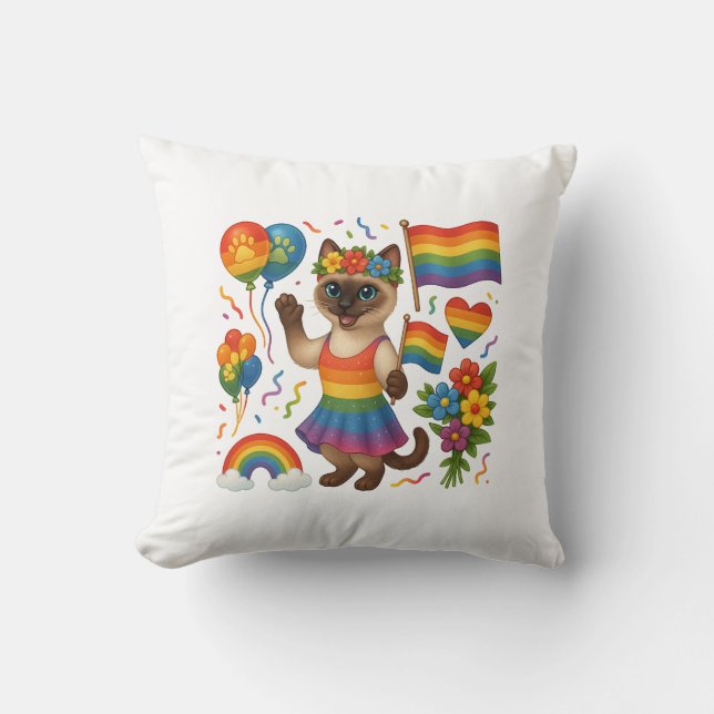Coussin Cat Pride Paws Pride d'inspiration chat LGBTQ (Recto)