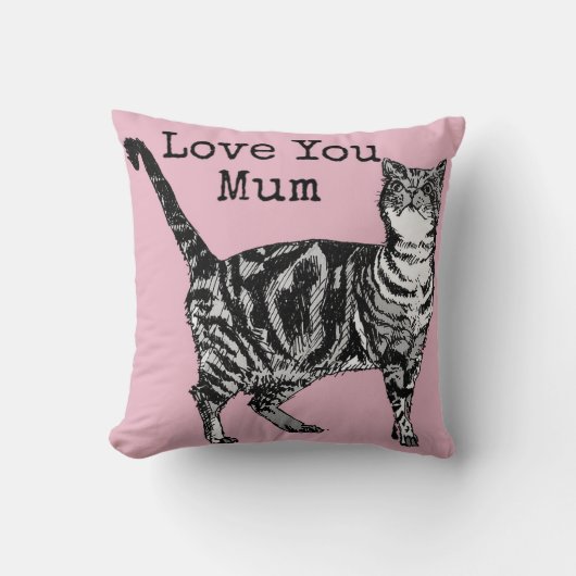 Coussin Cat Tabby Pastel Cats Rose Pink Love Mum Mother (Recto)