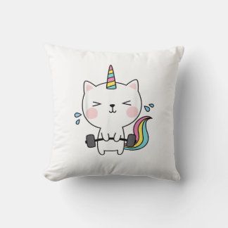 Coussin Cat Unicorn T Shirt Workout Gym Rainbow Caticorn C