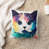 Coussin Cat Wild Nature Animal Couleur Art Peinture (Couverture)