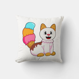 Coussin Cat with popsicle