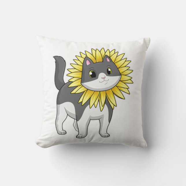 Coussin Cat with sunflower (Recto)
