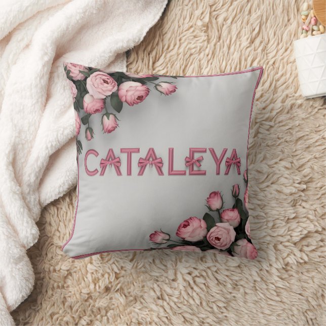 Coussin CATALEYA Rose brodé Jeu d'oreiller et couverture (Couverture)