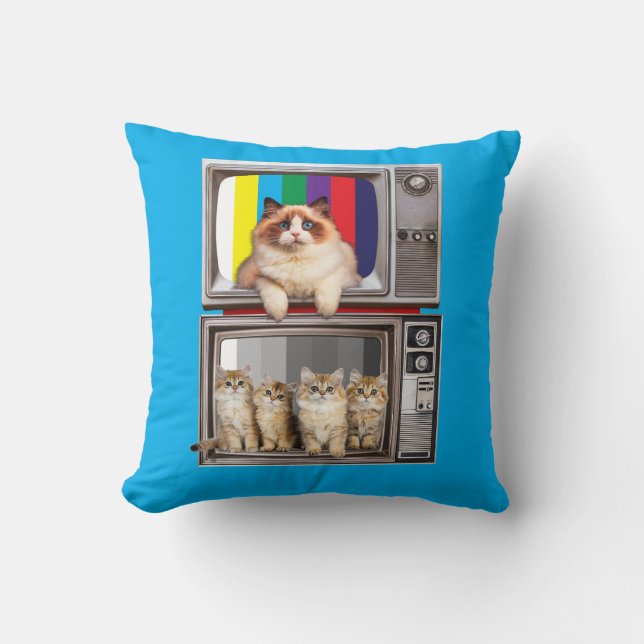 Coussin Catavision Old School Chats et télévision (Recto)