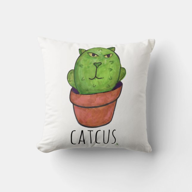 Coussin Catcus Pet Cactus amusant Cartoon Cat Mashup (Recto)
